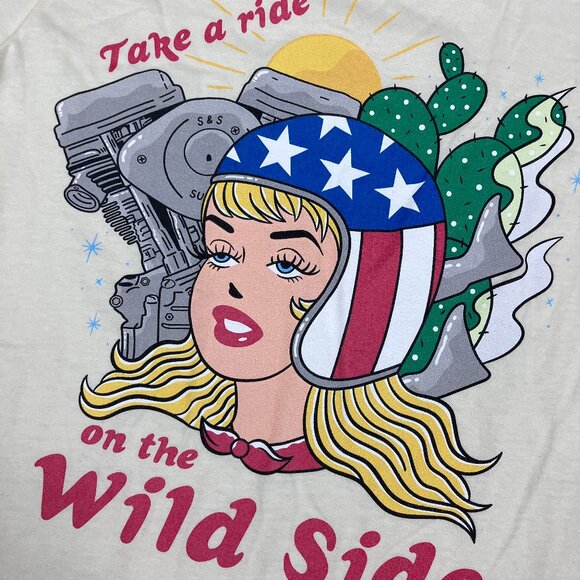 Bel Air Baby Wild Side Biker Graphic Short Sleeve Tee T Shirt Large Medium - Picture 4 of 10